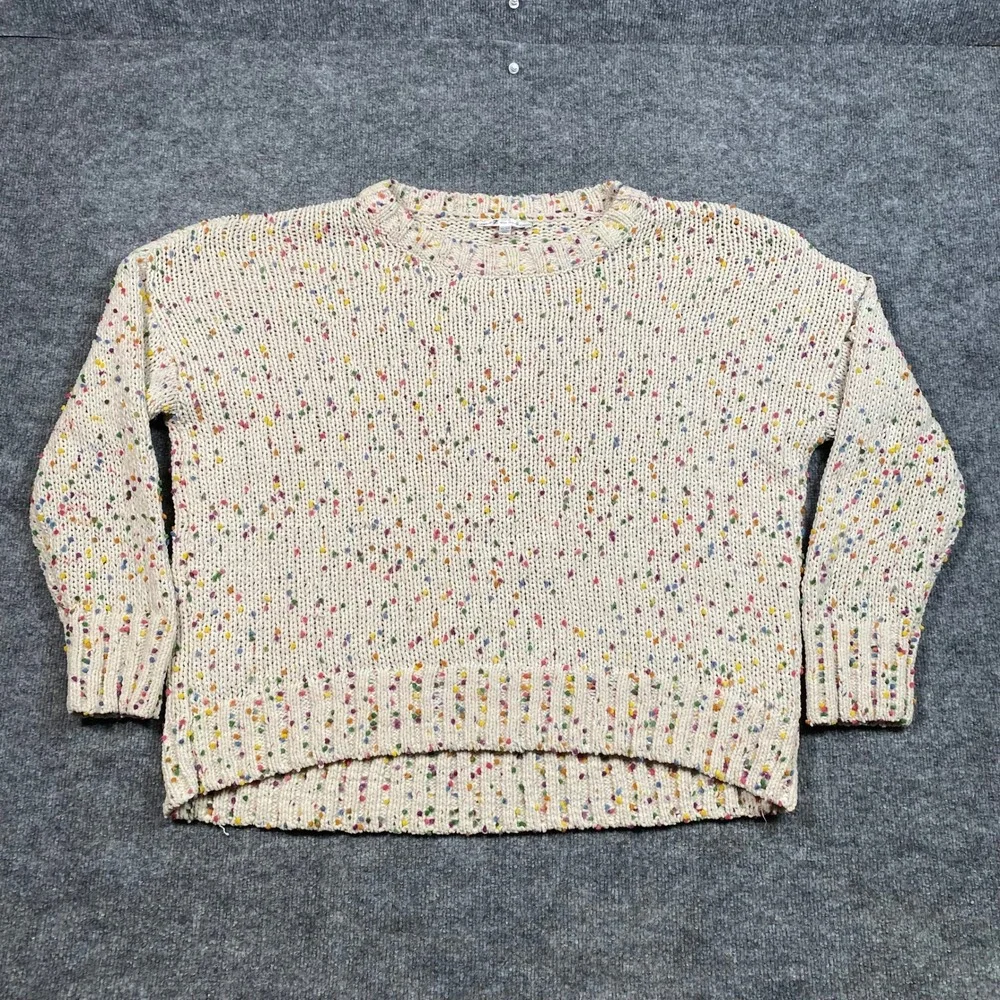 Seven7 Mens XL Cream Multi Color Confetti Fleck Chunky‎ Knit Pullover Sweater